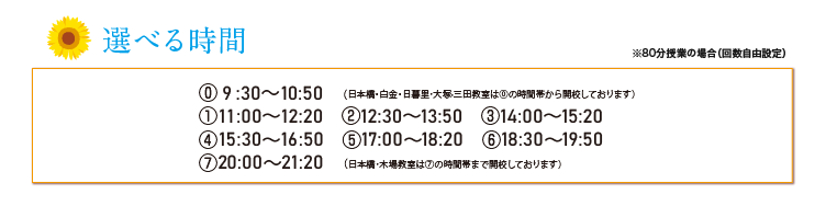 選べる時間（11:00～19:50）